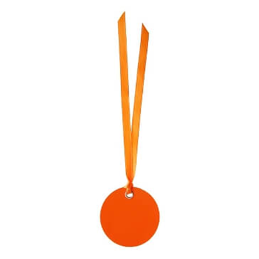 Schild Kreis mit Satinband, orange, 12 St. - farbenfroher Deko-Anhänger