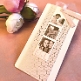 Fotokarte Hochzeitseinladung in Rosa mit goldenen geometrischen Akzenten