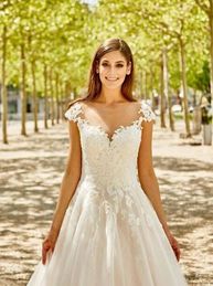 Tüll Brautkleid mit Spitze und kleinen Ärmeln - Lisa Donetti 50343