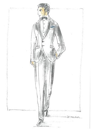 Designerskizze von schwarzem Hochzeitsanzug