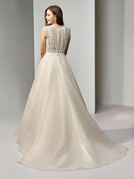Brautkleid von Beautiful Bridal Rückenansicht mit Spitze und Organzarock