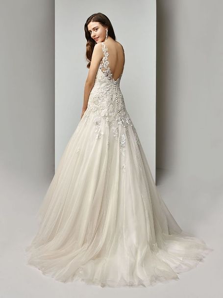 Romantisches Brautkleid von Beautiful Bridal Rückenansicht mit transparentem V-Ausschnitt