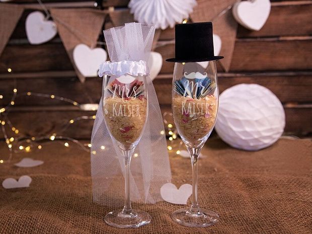 Sektglas mit Gravur als Hochzeitsgeschenk