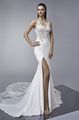 sexy geschlitztes Brautkleid mit Schleppe von Enzoani, Modell Margo 2018
